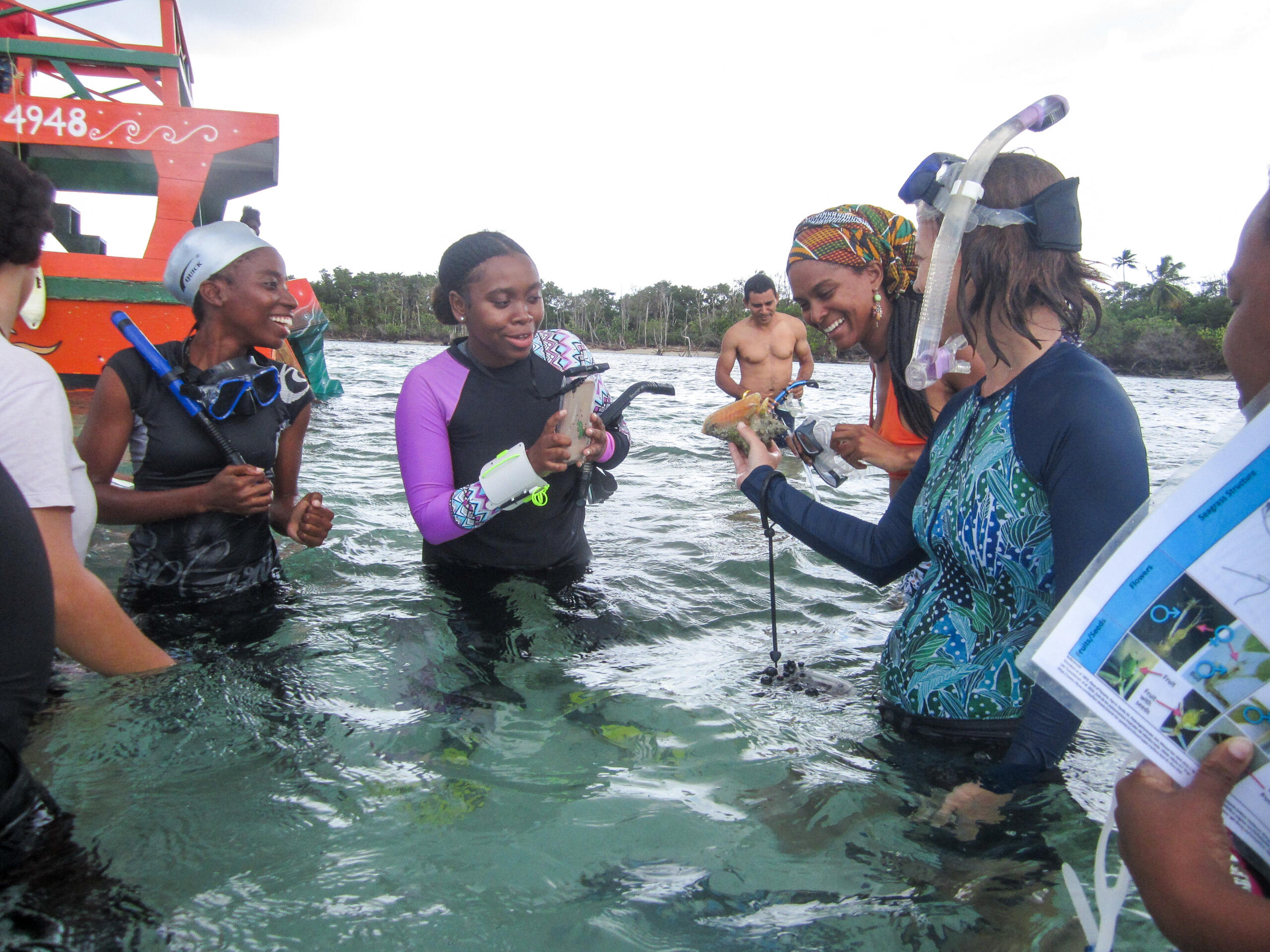 Participants engaged in learning about the seagrasses and the organisms that are found in these habitats.